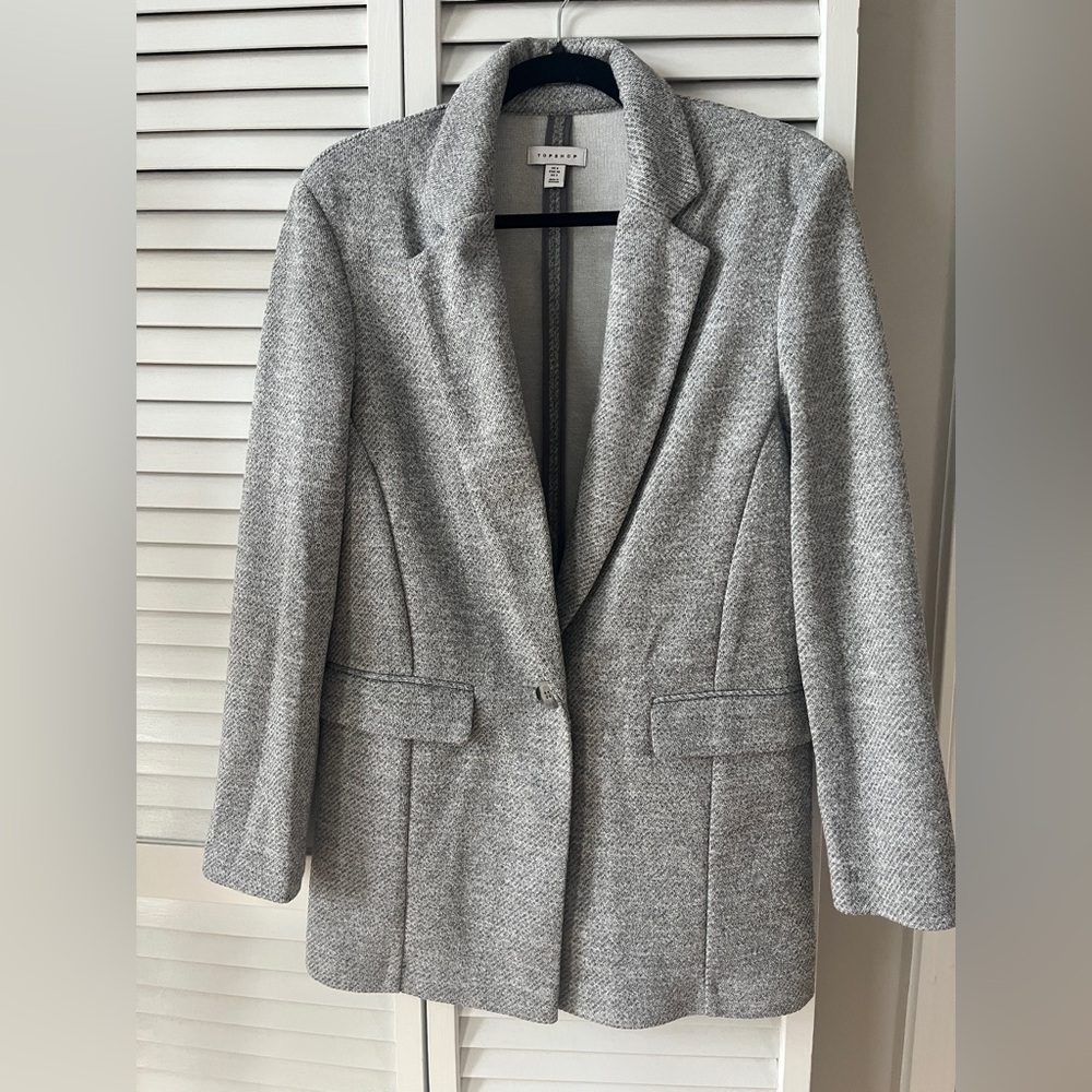 Topshop Gray Sweater Blazer